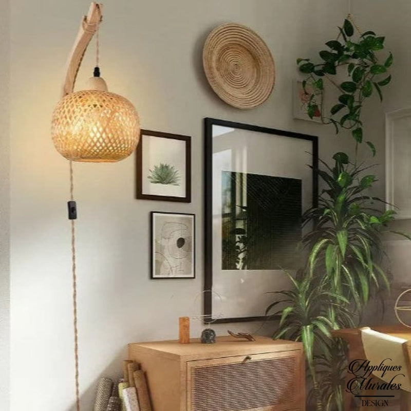 Applique mural en rotin