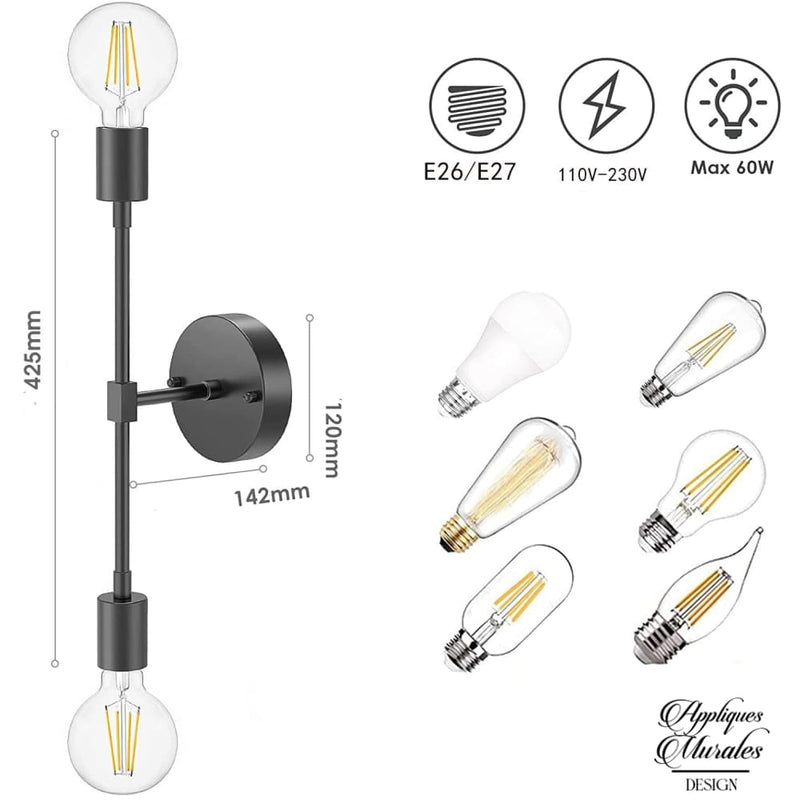 Applique murale 2 ampoules