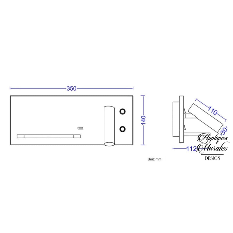 Applique murale chambre avec port usb